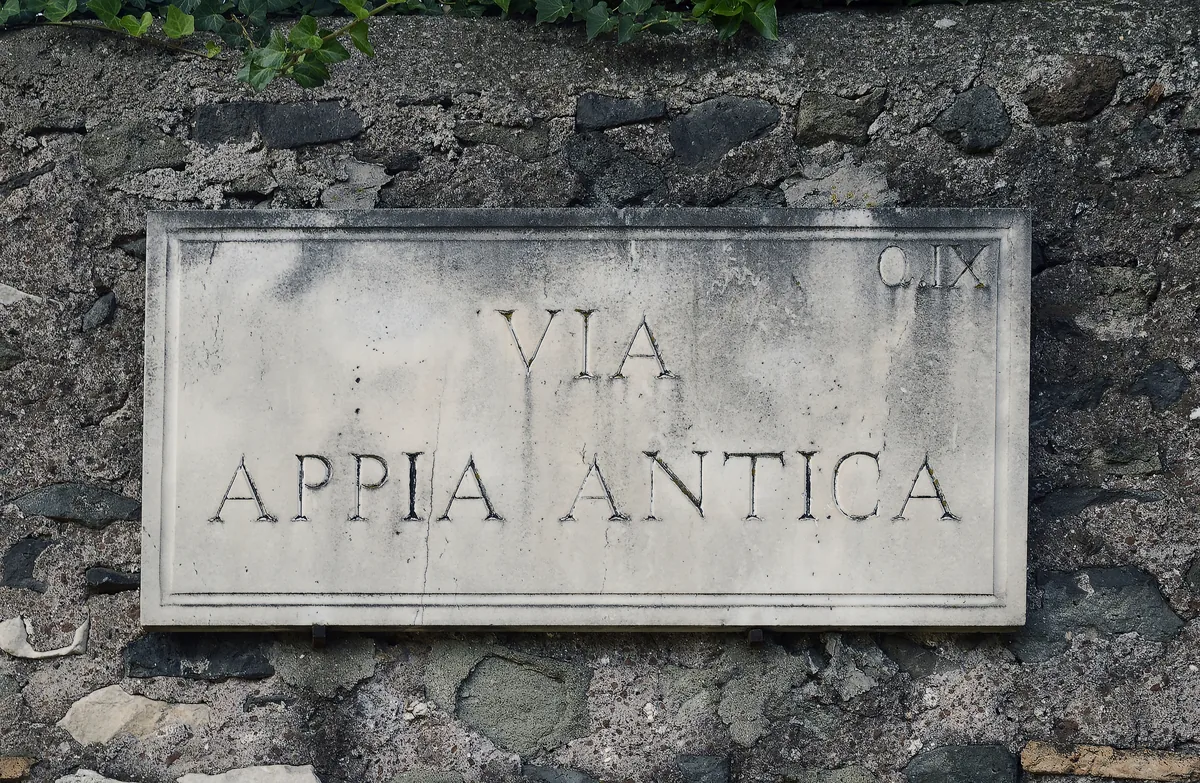 The Appian Way (Via Appia Antica) near the catacombs, Rome
