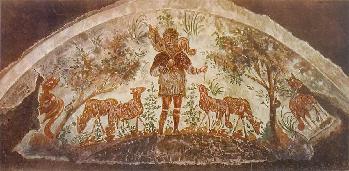 Early Christian fresco in the Roman catacombs